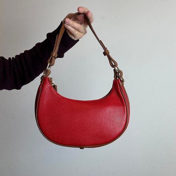 Vera Pelle Genuine Red Leather Shoulder Mini Bag Made in Italy - Picture 2 of 5